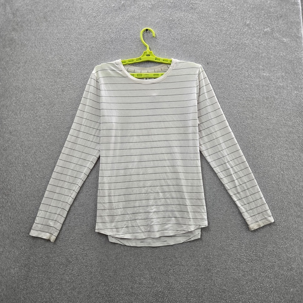 Lululemon Women Shirt 8 White Striped Tuck And Flow Angel Wing Long Sleeve